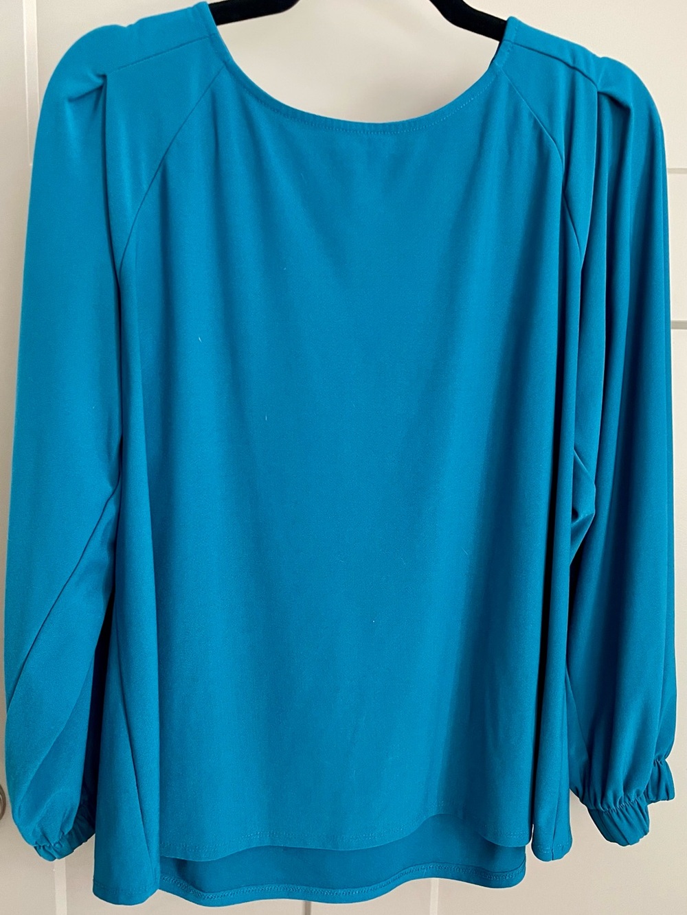 Halogen Teal Long-Sleeve Scoop Neck Blouse